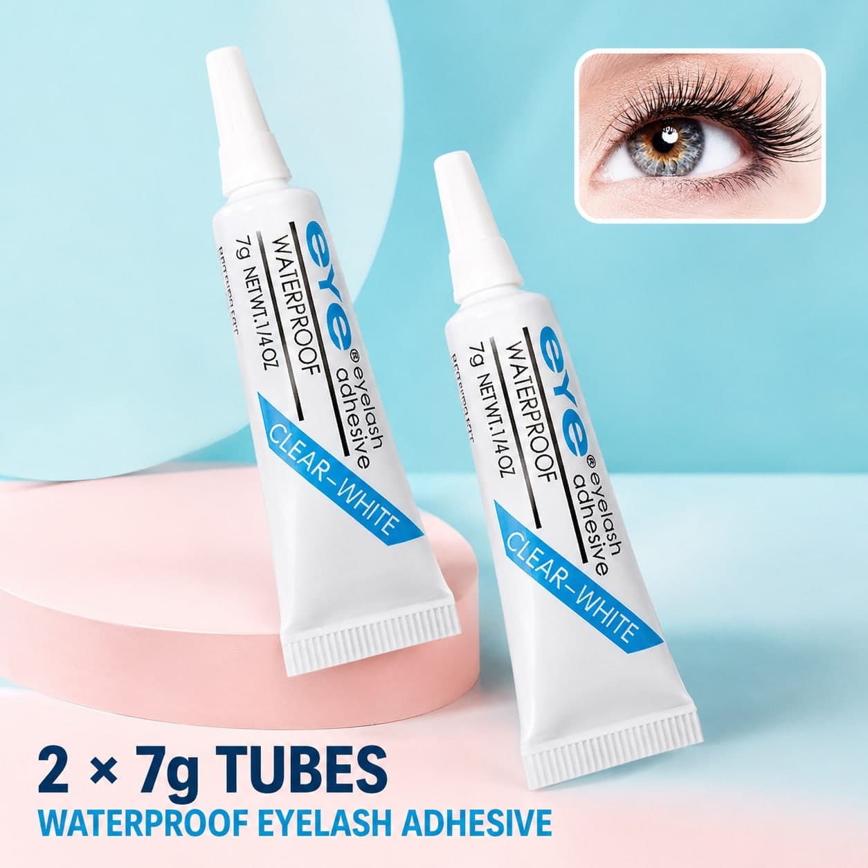 EYE Clear-White Waterproof Eyelash Adhesive – 2 × 7g