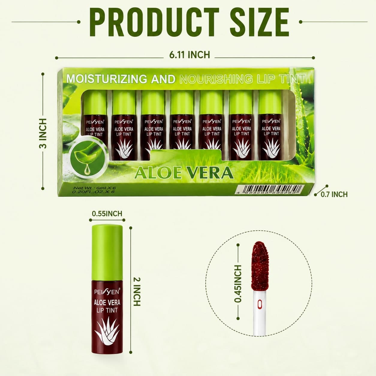 Natural Aloe Lip Tint Set – 6 Shades